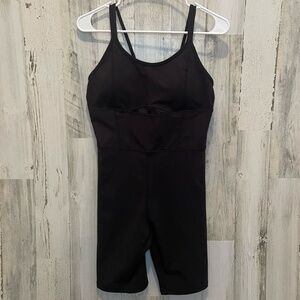 Ongasoft Athletic‎ Strappy Mesh Cut-Out 9 Biker Short Bodysuit-Black Size XL NWT